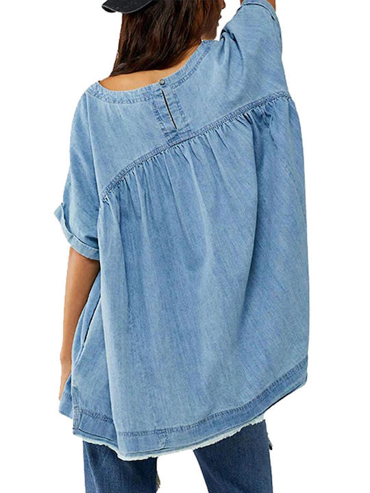 Top Free People Moon City Denim OB1552166-BLUE MOON Women's top