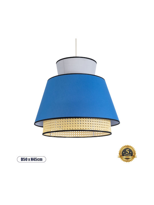 GloboStar Saige Hängelampe Blau Boho Raster mit Fassung E27 50cm.