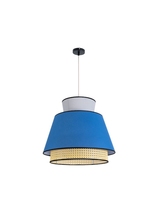 GloboStar Saige Hängelampe Blau Boho Raster mit Fassung E27 50cm.