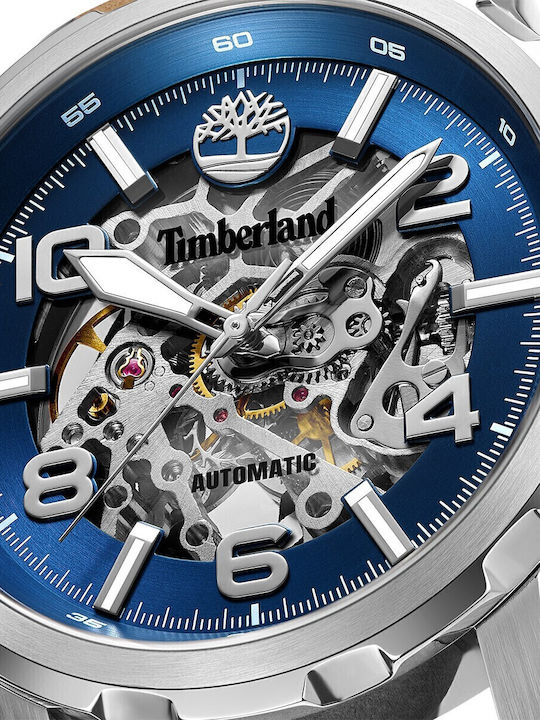 Timberland Ανδρικό Ρολόι 46mm Αυτόματο με Καφέ Δερμάτινο Λουράκι