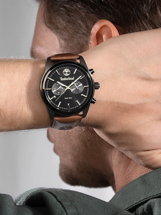 Timberland Northbridge Ανδρικό Ρολόι 45mm Μπαταρίας με Καφέ Δερμάτινο Λουράκι