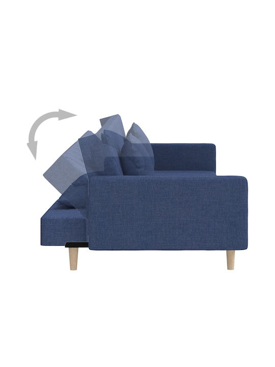 Doppelsitzer Sofa Bett Blau mit Dekokissen 220x84,5x69cm