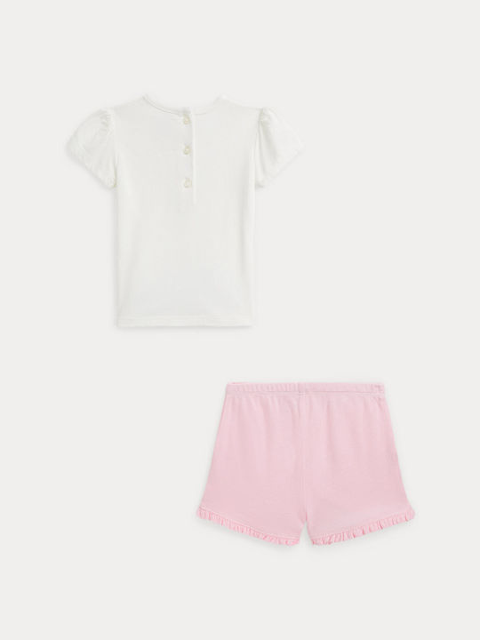 Ralph Lauren Kinder Set mit Shorts Sommer 2Stück Trophy Cream/carmel Pink