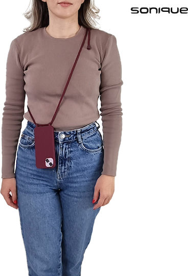 Sonique Back Cover Silicone 0.5mm with Strap Burgundy (Redmi Note 13 Pro+)