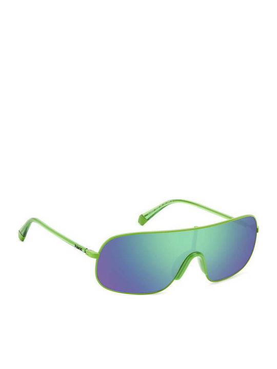 Polaroid Unisex Sunglasses with Green Plastic Frame and Multicolour Polarized Mirror Lens PLD6222/S 1ED/5Z