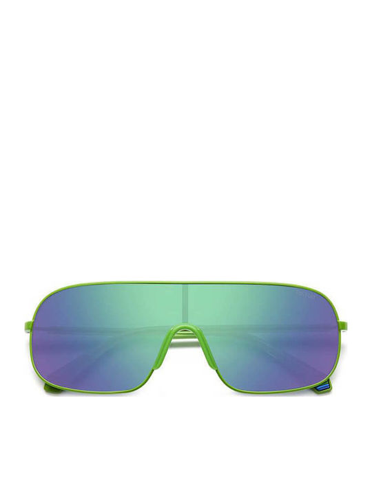 Polaroid Unisex Sunglasses with Green Plastic Frame and Multicolour Polarized Mirror Lens PLD6222/S 1ED/5Z