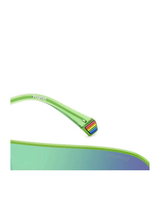 Polaroid Unisex Sunglasses with Green Plastic Frame and Multicolour Polarized Mirror Lens PLD6222/S 1ED/5Z