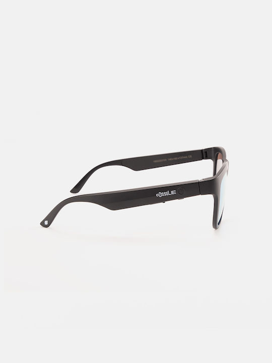 Cosselie Tune Unisex Sunglasses with Black Horn-Rimmed Frame and Light Blue Lens 1802203101