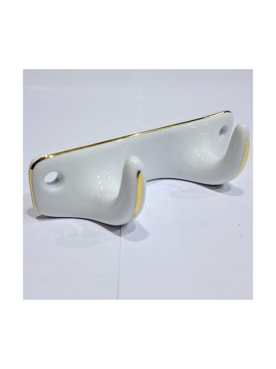 Wandhalterung Aus Polyresin 2 Haken Weiße 12x3.8x3cm