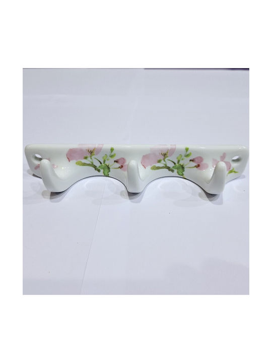 Wall Hanger Polyresin 3 Hooks White 18x3.8x3cm