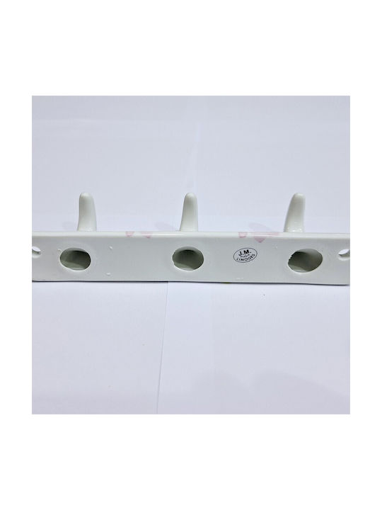 Wall Hanger Polyresin 3 Hooks White 18x3.8x3cm