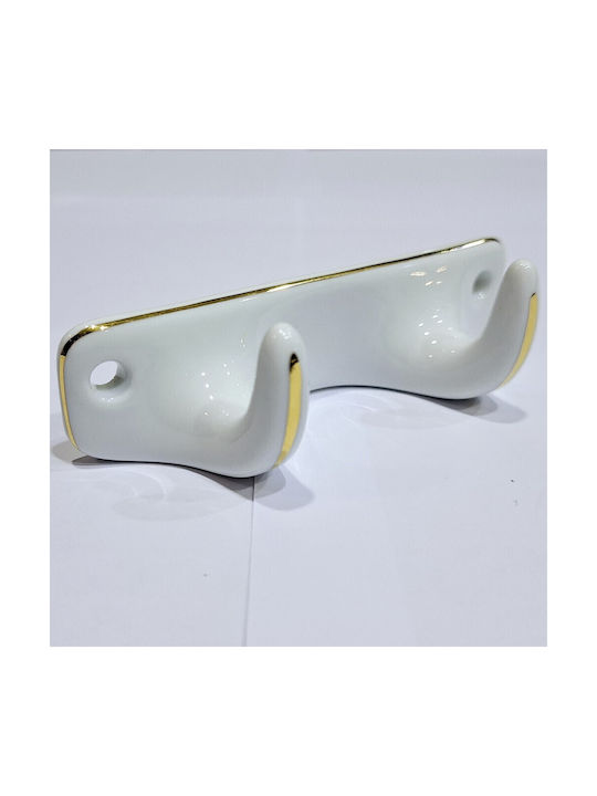 Wandhalterung Aus Polyresin 2 Haken Weiße 12x3.8x3cm