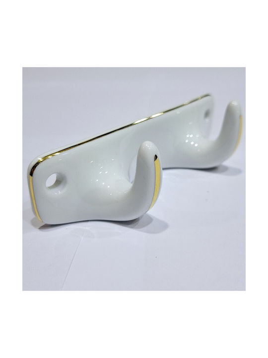 Wandhalterung Aus Polyresin 2 Haken Weiße 12x3.8x3cm