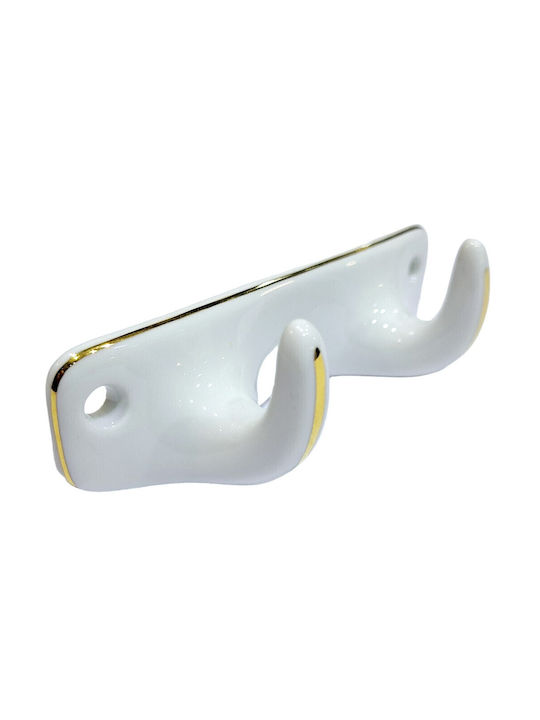 Wandhalterung Aus Polyresin 2 Haken Weiße 12x3.8x3cm