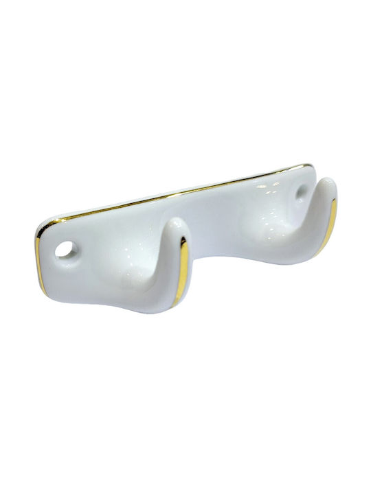 Wandhalterung Aus Polyresin 2 Haken Weiße 12x3.8x3cm