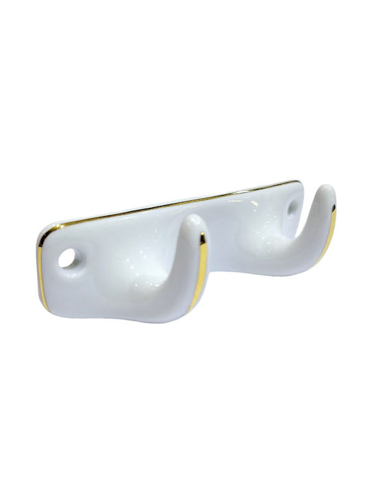 Wandhalterung Aus Polyresin 2 Haken Weiße 12x3.8x3cm