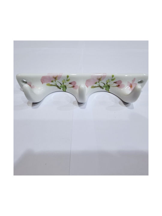 Wall Hanger Polyresin 3 Hooks White 18x3.8x3cm