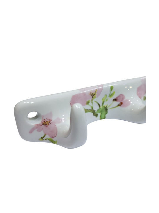 Wall Hanger Polyresin 3 Hooks White 18x3.8x3cm