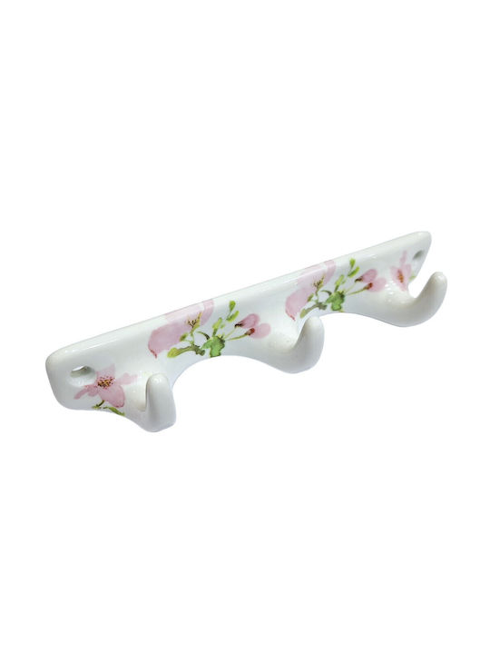 Wall Hanger Polyresin 3 Hooks White 18x3.8x3cm