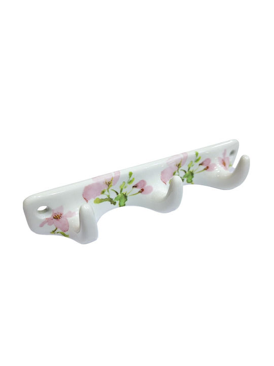 Wall Hanger Polyresin 3 Hooks White 18x3.8x3cm