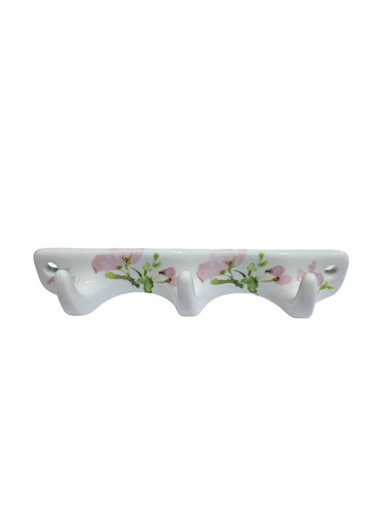 Wall Hanger Polyresin 3 Hooks White 18x3.8x3cm