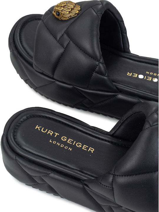 Kensington Leder Flache Sandalen für Damen Flatforms Schwarz