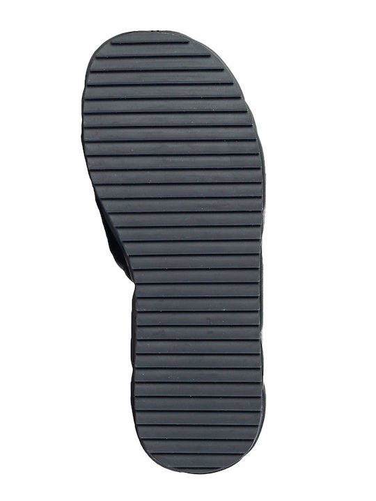 Kensington Leder Flache Sandalen für Damen Flatforms Schwarz