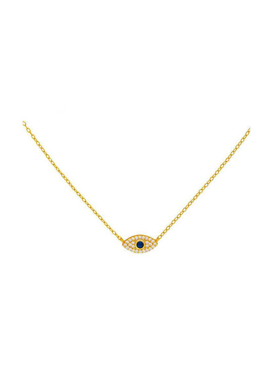 Excite-Fashion Necklace Eye from Gold Plated Silver with Zircon