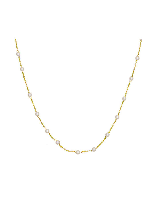 Excite-Fashion Halskette Rosenkranz aus Vergoldet Stahl mit Perlen