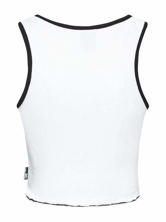 Von Dutch Women's Summer Crop Top Sleeveless Polka Dot White