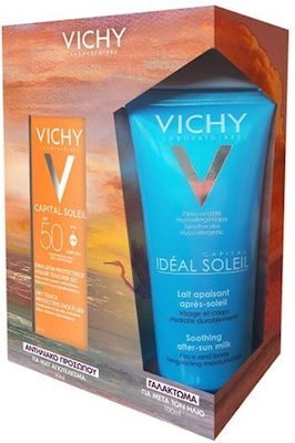 Vichy Capital Soleil Dry Touch SPF50 Cremă de Protecție Solară pentru Față, 50ml & GRATUIT Capital Soleil Lapte de Corp După Plajă, 100ml