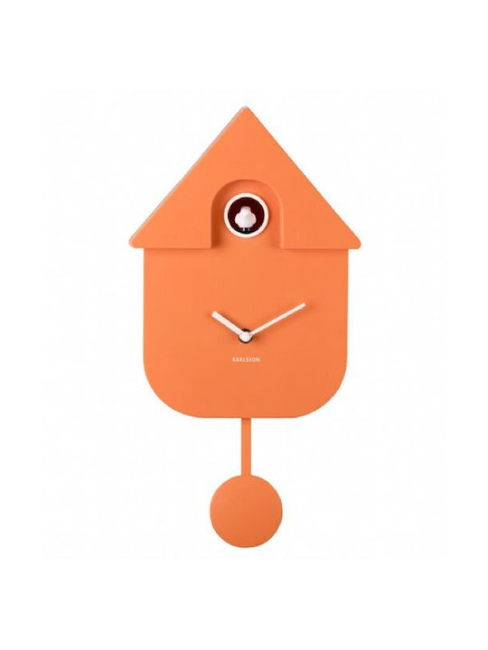 Karlsson Wall Clock With Pendulum Orange 21.5x41cm