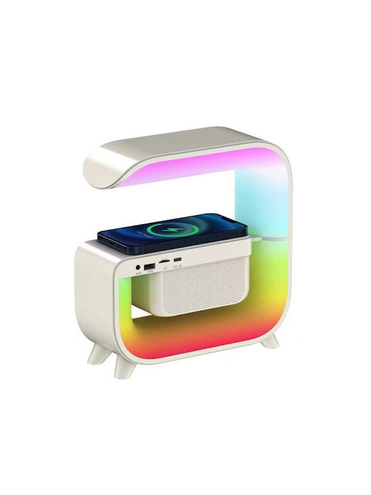 G3 Tabletop Digital Clock LED with Alarm Clock Radio and Wireless Charging White