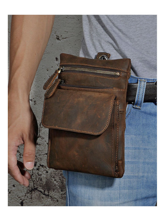 Leder Herrentasche Schulter / Crossbody Braun