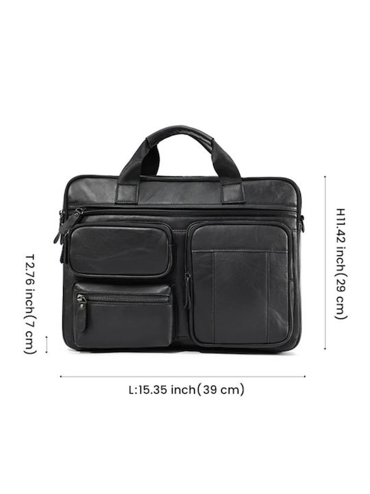 Leder Herrentasche Geldbörse Schwarz