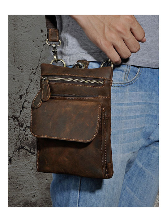 Leder Herrentasche Schulter / Crossbody Braun