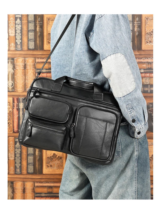 Leder Herrentasche Geldbörse Schwarz