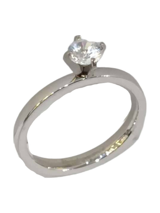 One Jewellery Ring with Zircon made of Steel