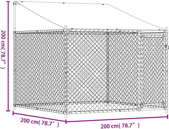 vidaXL Parc Metalic Pentru Câini 200x200x200 cm Gri