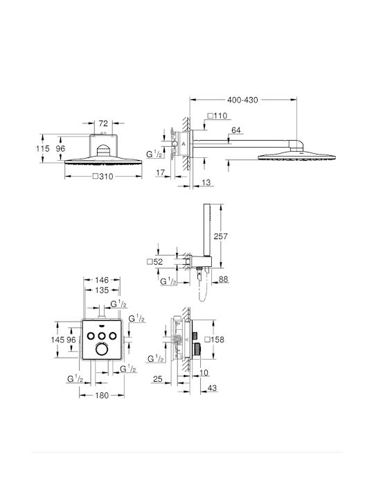 Grohe Grohtherm Smartcontrol за душ кабина Сребрист