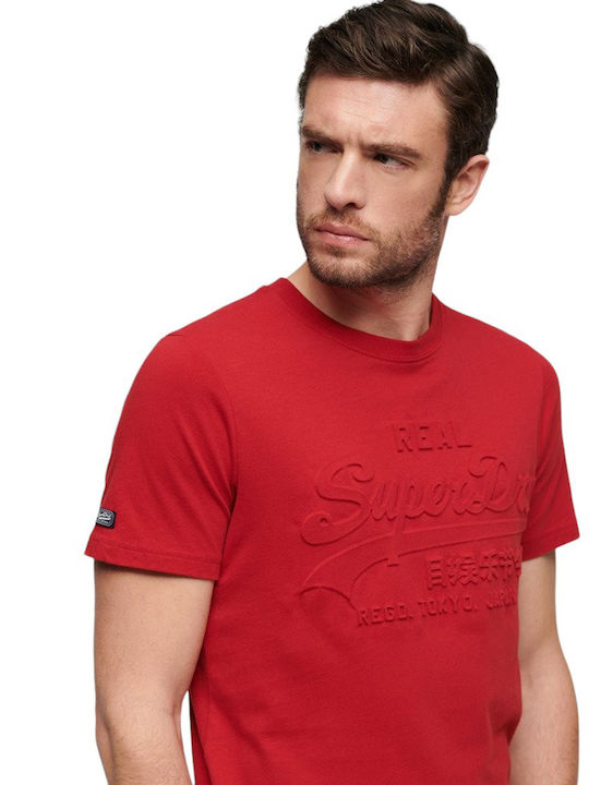 Superdry D2 Ovin Embossed Herren T-Shirt Kurzarm Rot