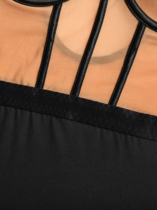Lingerie Bodysuit with Mesh & Lace Black
