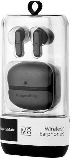 Kruger & Matz M8 Earbud Bluetooth Handsfree Ακουστικά με Θήκη Φόρτισης Μαύρα