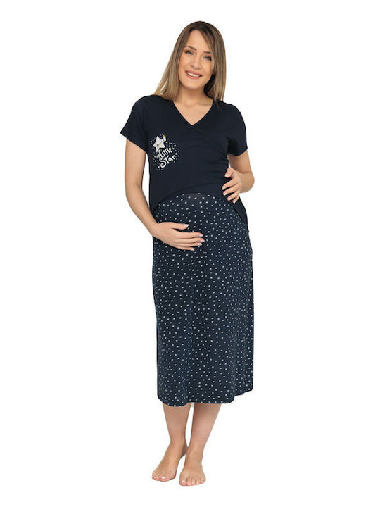 Maternity and Nursing Nightgown my little star (28069) - Blue