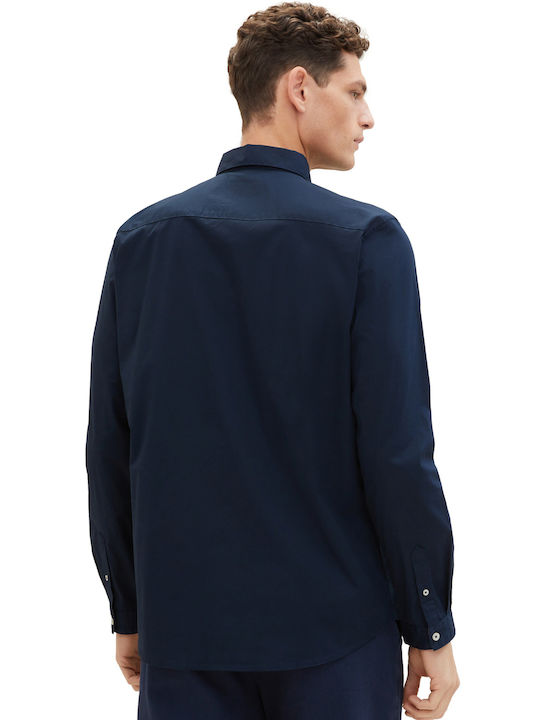 Tom Tailor Poplin Long-sleeved Shirt Navy Blue