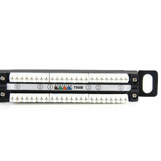 StarTech Panou Patch pentru Rack 0.5U 19" 24 Porturi cat5e Negru