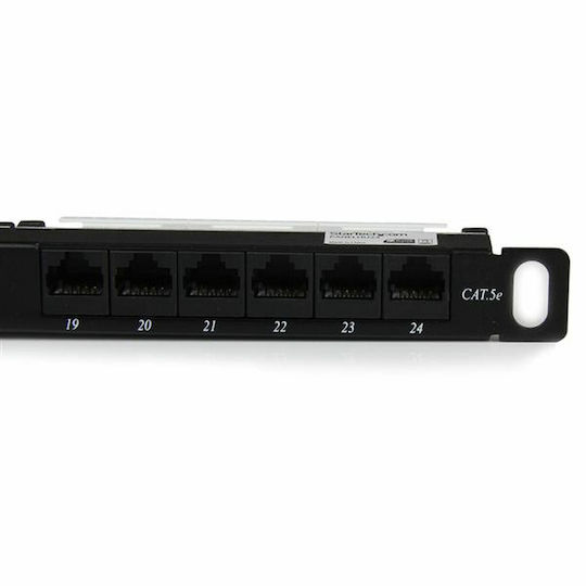 StarTech Panou Patch pentru Rack 0.5U 19" 24 Porturi cat5e Negru