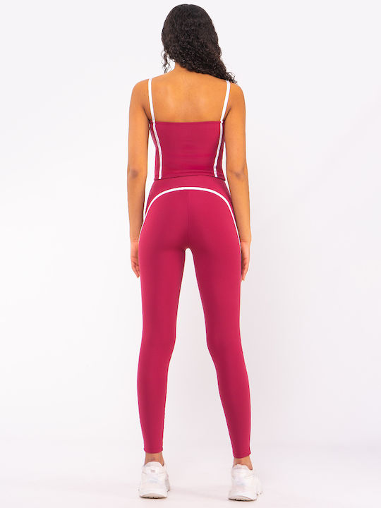 Women's Long Yoga Legging High Waisted Burgundy