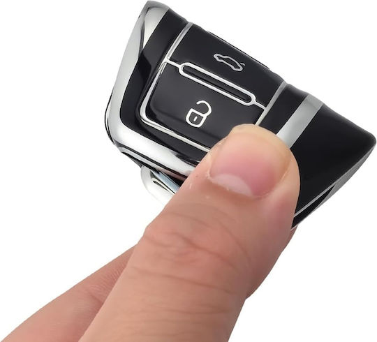 Car Key Cover Case made of with 3 Buttons for Seat / Skoda / VW in Black Color