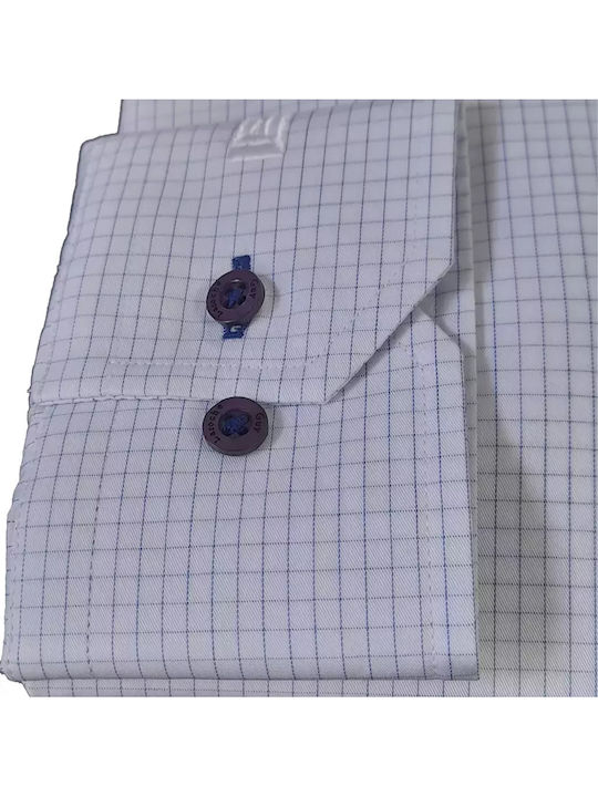 Long-sleeved Cotton Shirt Checked White